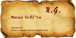 Macsa Gréta névjegykártya